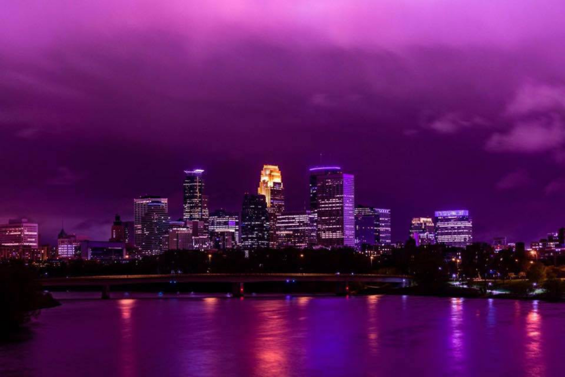 purple minneapolis skyline